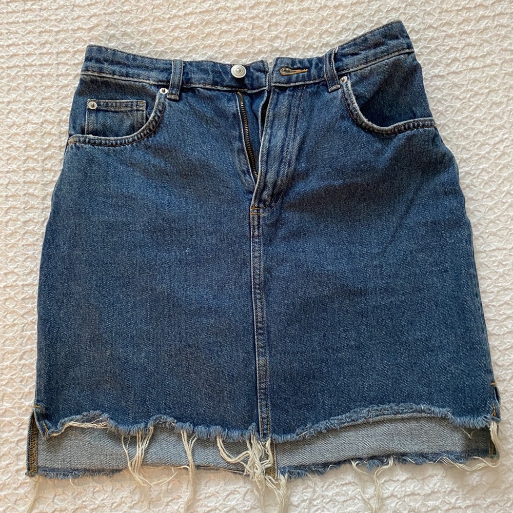 Denim Distressed Mini Skirt